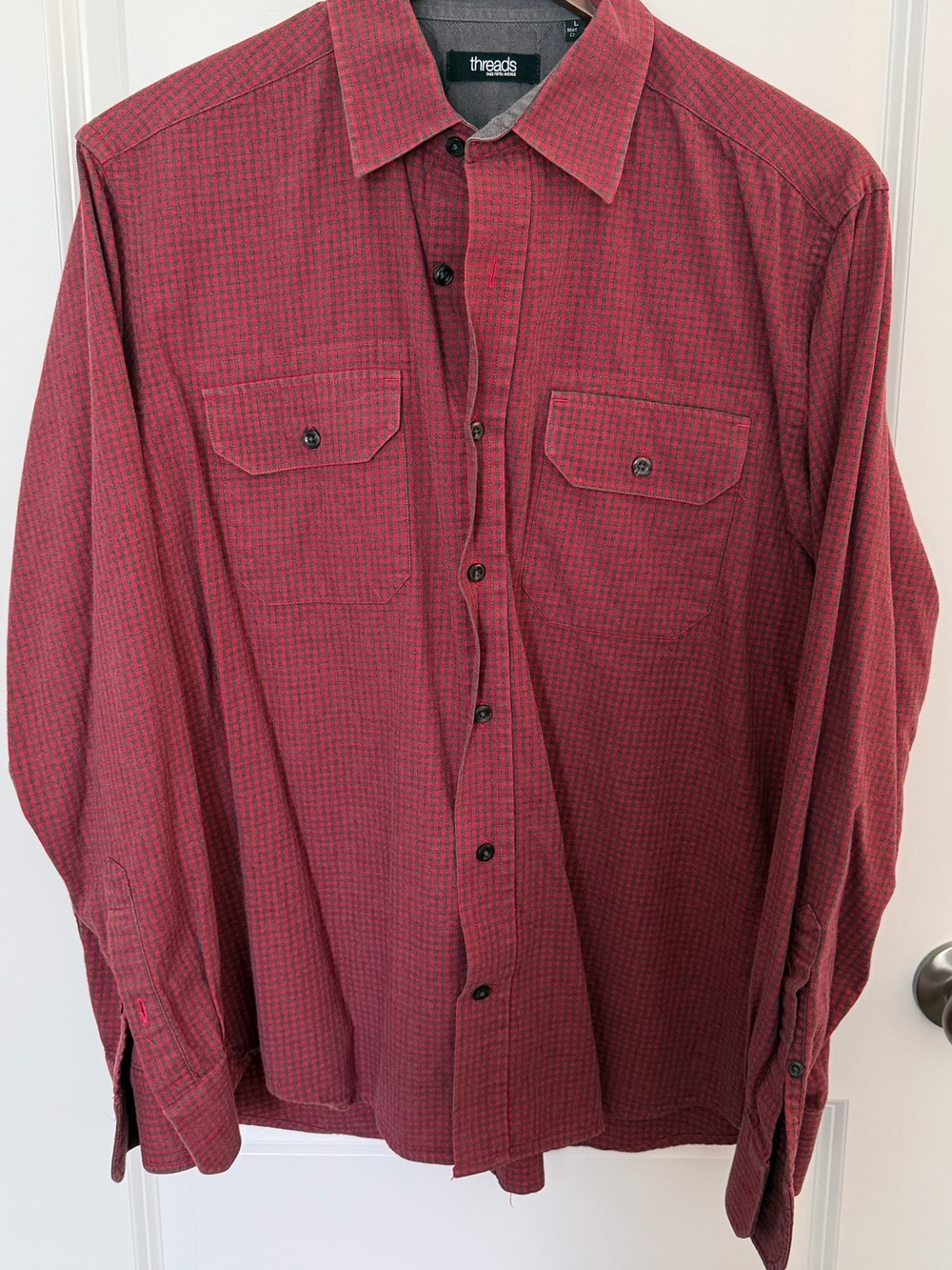Saks Fifth Avenue | Red/Grey Men's Long-Sleeve Button-Up Shirt